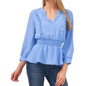 NWT CeCe Light Blue Ruffle Blouse